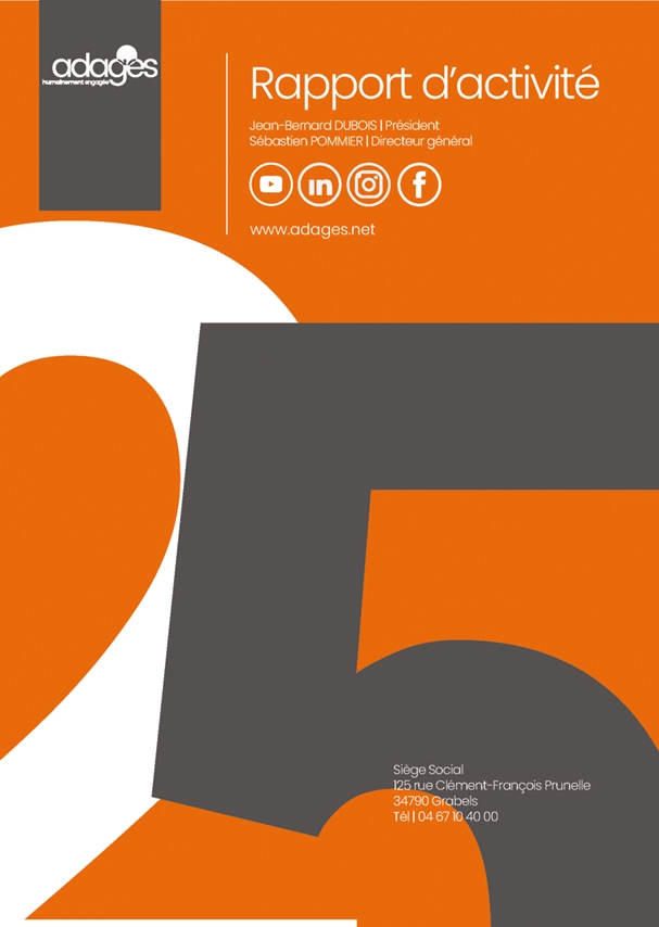 Couverture du rapport d'activité 2025 de l'association Adages dans l'Hérault.